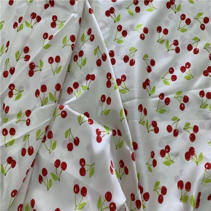Cherry Print Stretch Silk